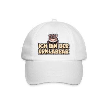 Ich bin der Erklärbär - Baseballkappe - Weiß/Weiß - Vorne