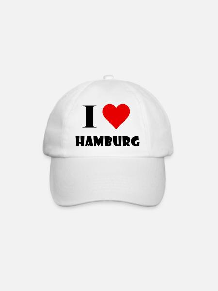 I Love Hamburg - Baseballkappe - Weiß/Weiß