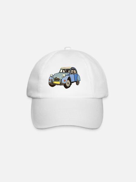 Blaues Vintage Auto Cartoon - Baseballkappe - Weiß/Weiß
