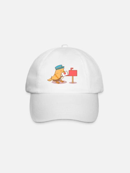 Süße Birdy Postman Liebesbrief - Baseballkappe - Weiß/Weiß