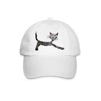 Lustige Katze, Kinderzeichnung, Comic - Baseballkappe - Weiß/Weiß - Vorne
