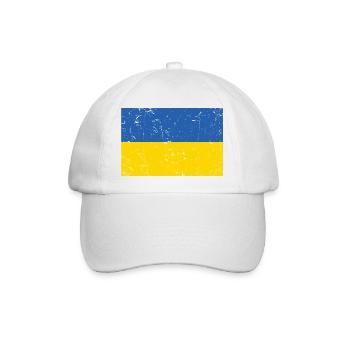 Ukraine Flagge Distressed - Baseballkappe - Weiß/Weiß - Vorne