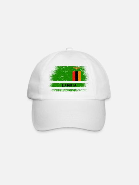 Sambia Flagge - Baseballkappe - Weiß/Weiß