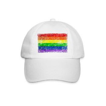 Regenbogenflagge Vintage - Baseballkappe - Weiß/Weiß - Vorne