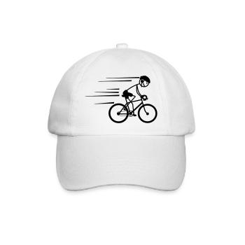 Radfahrer Stickman fährt hart mit Helm auf - Baseballkappe - Weiß/Weiß - Vorne