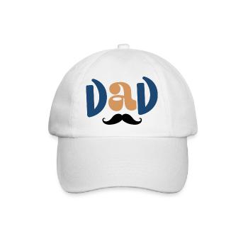 Geschenk Papa Vatertag T-Shirt Papa Schnurrbart - Baseballkappe - Weiß/Weiß - Vorne