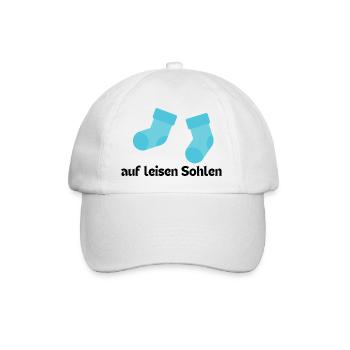 Auf leisen Sohlen mit blauen Socken weg schleichen - Baseballkappe - Weiß/Weiß - Vorne