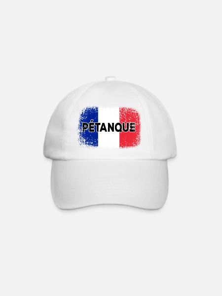 Petanque Französische Fahne Boule Spieler Flagge - Baseballkappe - Weiß/Weiß