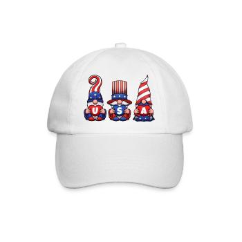 4. Juli USA Gnomes - Baseballkappe - Weiß/Weiß - Vorne