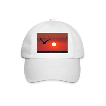 Abendrot mit Möwe - Baseballkappe - Weiß/Weiß - Vorne
