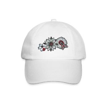 Blumen und Motte - Baseballkappe - Weiß/Weiß - Vorne