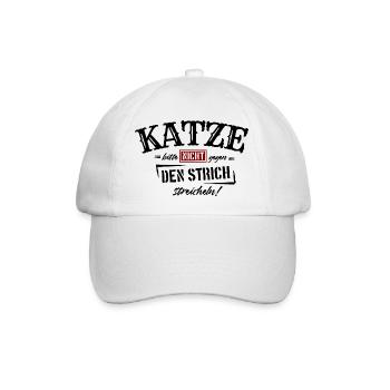 Katze nicht gegen den Strich streicheln! - Baseballkappe - Weiß/Weiß - Vorne