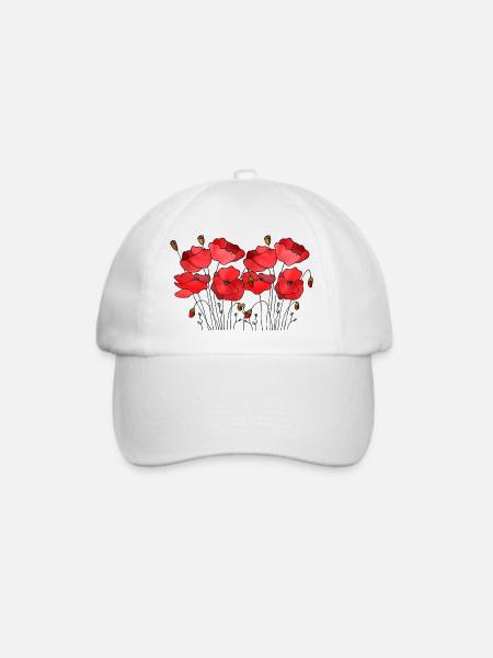 Blumen - Baseballkappe - Weiß/Weiß