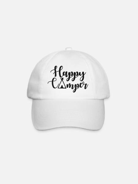 Happy Camper - Camping Life - Baseballkappe - Weiß/Weiß