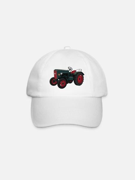 Grüner Retro Schlepper Illustration - Baseballkappe - Weiß/Weiß