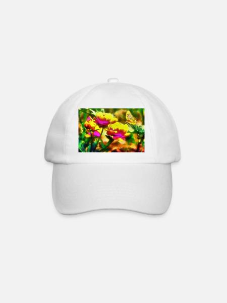 Blumen - Baseballkappe - Weiß/Weiß