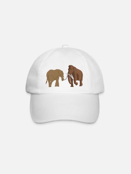 Elefant, Mammut Wollmammut aus der Steinzeit - Baseballkappe - Weiß/Weiß