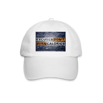 Ausreden verbrennen keine Kalorien Sagen Schriftzug - Baseballkappe - Weiß/Weiß - Vorne