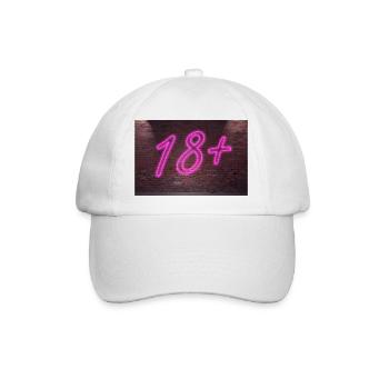 Neon-Altersbeschränkungen 18 + Schriftzug auf Brick Wall - Baseballkappe - Weiß/Weiß - Vorne