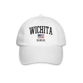 Wichita Kansas Vintage Flag Design - Baseballkappe - Weiß/Weiß - Vorne