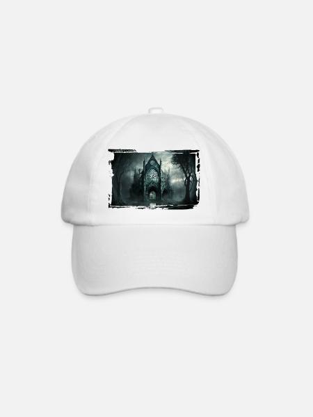 Schloss in der Nacht - Gotik - Baseballkappe - Weiß/Weiß
