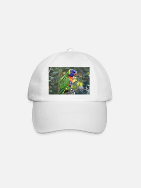 Regenbogenloris (Allfarblori, Trichoglossus) - Baseballkappe - Weiß/Weiß
