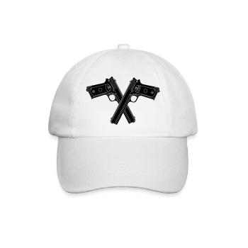 Zwei gekreuzte Militärpistolen 38 Colt - Baseballkappe - Weiß/Weiß - Vorne