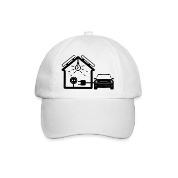 Haus mit Sonnenkollektoren Auto - Baseballkappe - Weiß/Weiß - Vorne