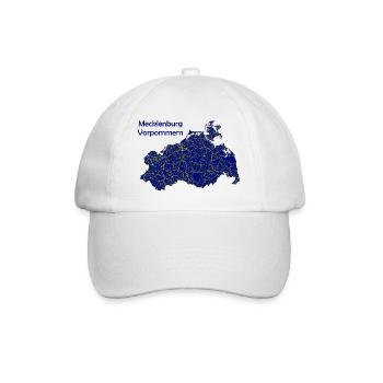 Karte Bundesland Mecklenburg Vorpommern Straßen - Baseballkappe - Weiß/Weiß - Vorne