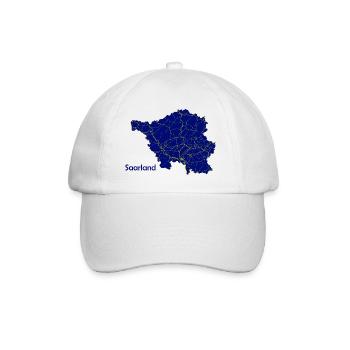 Karte Bundesland Saarland Straßenkarte - Baseballkappe - Weiß/Weiß - Vorne