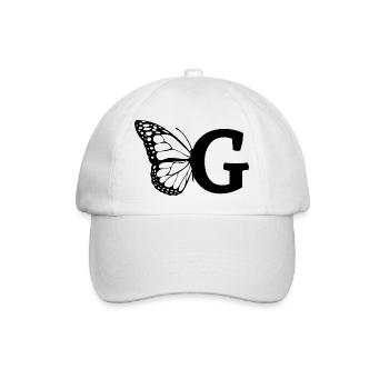 Buchstabe G Schmetterling - Baseballkappe - Weiß/Weiß - Vorne