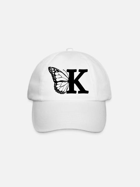 Buchstabe K Schmetterling - Baseballkappe - Weiß/Weiß