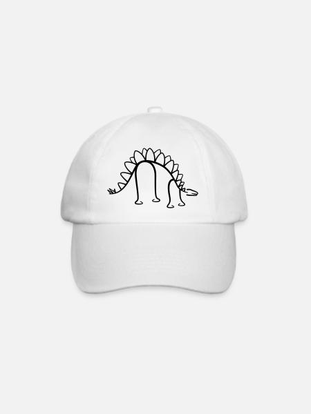 Dinosaurier Stegosaurus Dino Liniengrafik - Baseballkappe - Weiß/Weiß