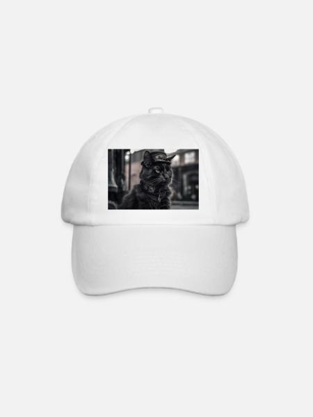 Cat Black3 - Baseballkappe - Weiß/Weiß