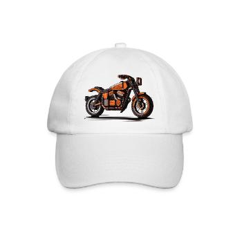 Motorrad als Oldtimer in 16-Bit Grafik - Baseballkappe - Weiß/Weiß - Vorne