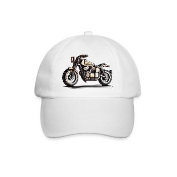 Motorrad als Oldtimer Zweirad in 16-Bit - Baseballkappe - Weiß/Weiß - Vorne