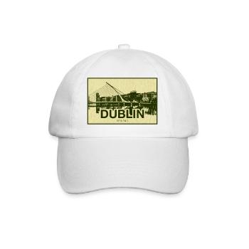 Dublin Skyline Vintage Druck - Baseballkappe - Weiß/Weiß - Vorne