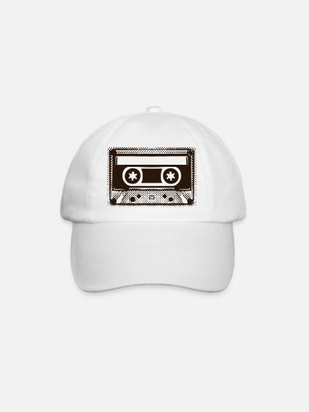 Retro Kassette Mixtape zum Beschriften - Baseballkappe - Weiß/Weiß