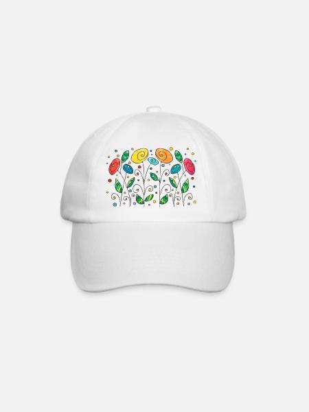Blumen - Baseballkappe - Weiß/Weiß
