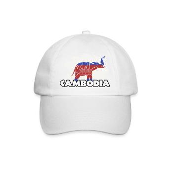 Kambodscha Tempel Khmer Vintage Palmen I Geschenk - Baseballkappe - Weiß/Weiß - Vorne