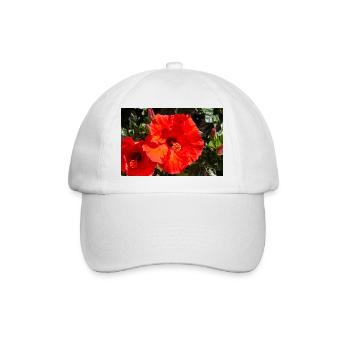 Hibiscus rosa-sinensis auch Chinesischer Hibiskus - Baseballkappe - Weiß/Weiß - Vorne