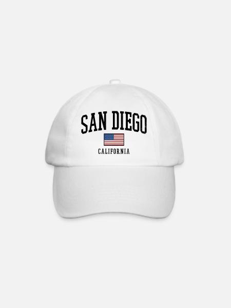 San Diego USA – Patriotic California Design - Baseballkappe - Weiß/Weiß