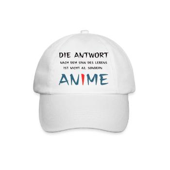 Sinn des Lebens, Anime - Baseballkappe - Weiß/Weiß - Vorne
