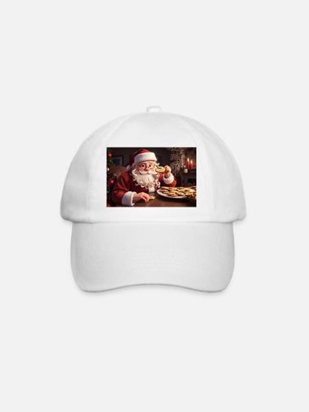 XMAS Santa Claus eating cookies Weihnachten - Baseballkappe - Weiß/Weiß
