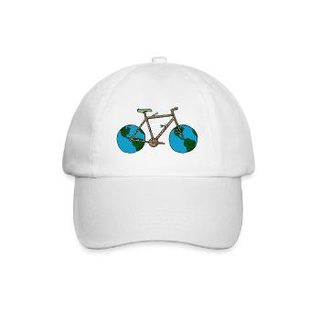 Planet Erde Fahrrad, Fahrrad Wortspiel, Fahrrad Rad Kunst - Baseballkappe - Weiß/Weiß - Vorne