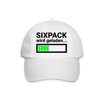 Lustiger Spruch fürs Fitness Studio Sixpack - Baseballkappe - Weiß/Weiß - Vorne