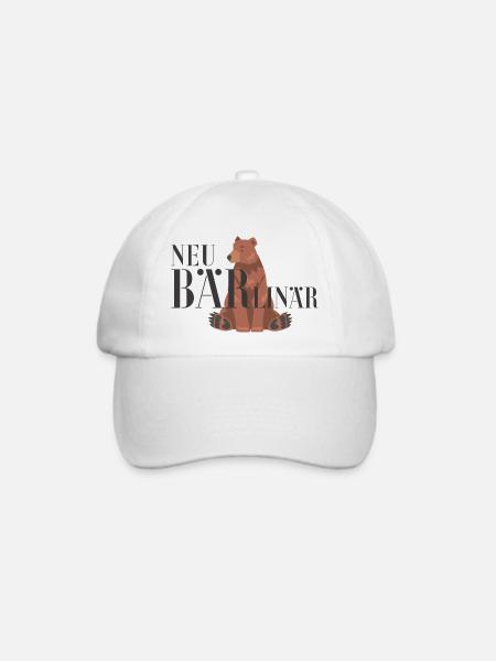 Sitzender Bär im Grafikstil - Baseballkappe - Weiß/Weiß