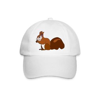Eichhörnchen mit Nuss - Baseballkappe - Weiß/Weiß - Vorne