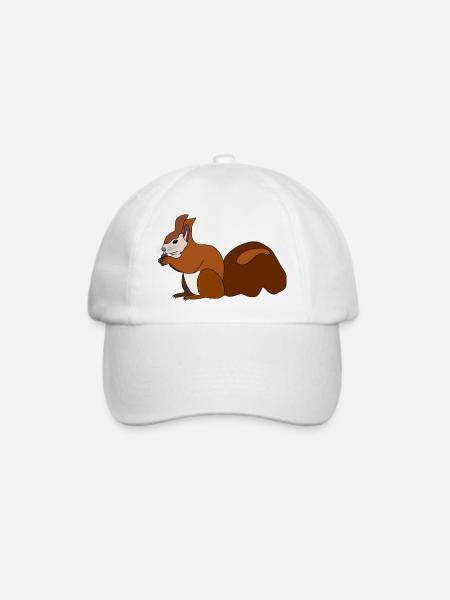 Eichhörnchen mit Nuss - Baseballkappe - Weiß/Weiß