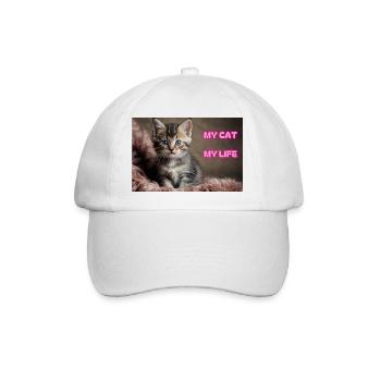 MEINE KATZE, MEIN LEBEN - MON CHAT MA VIE - Baseballkappe - Weiß/Weiß - Vorne